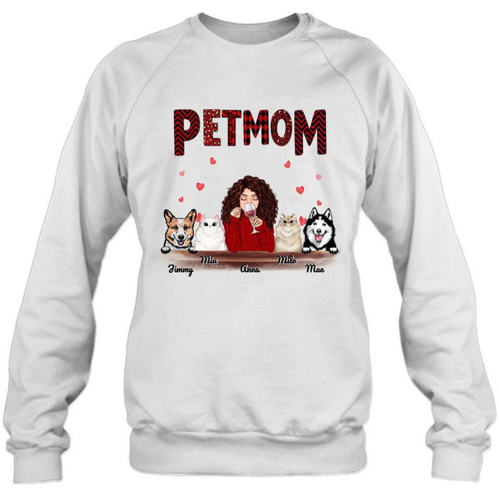 Custom Personalized Dog/Cat T-shirt/Hoodie/Long Sleeves/Sweater -  Gift For Dog Mom/Cat Mom - Up to 4 Pets