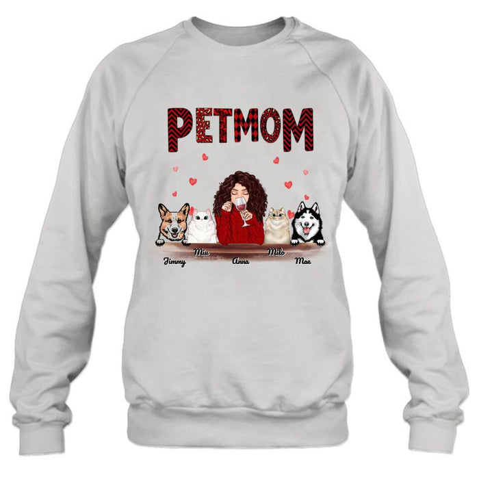 Custom Personalized Dog/Cat T-shirt/Hoodie/Long Sleeves/Sweater -  Gift For Dog Mom/Cat Mom - Up to 4 Pets