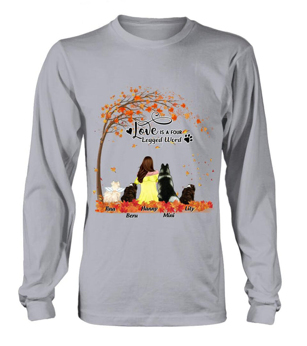 Custom Personalized Dog Mom Autumn T-shirt/Hoodie/Sweater/Long Sleeves - Gift for Dog Mom - Up to 4 Dogs