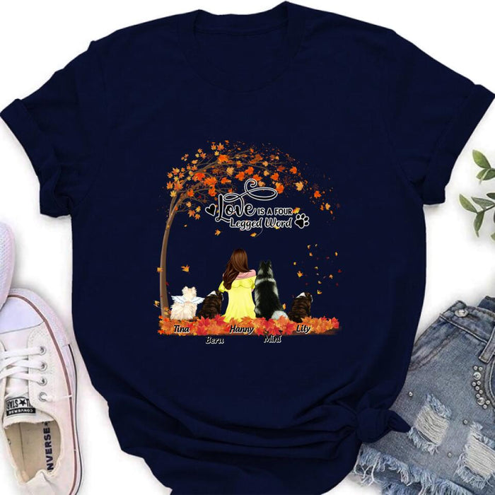 Custom Personalized Dog Mom Autumn T-shirt/Hoodie/Sweater/Long Sleeves - Gift for Dog Mom - Up to 4 Dogs