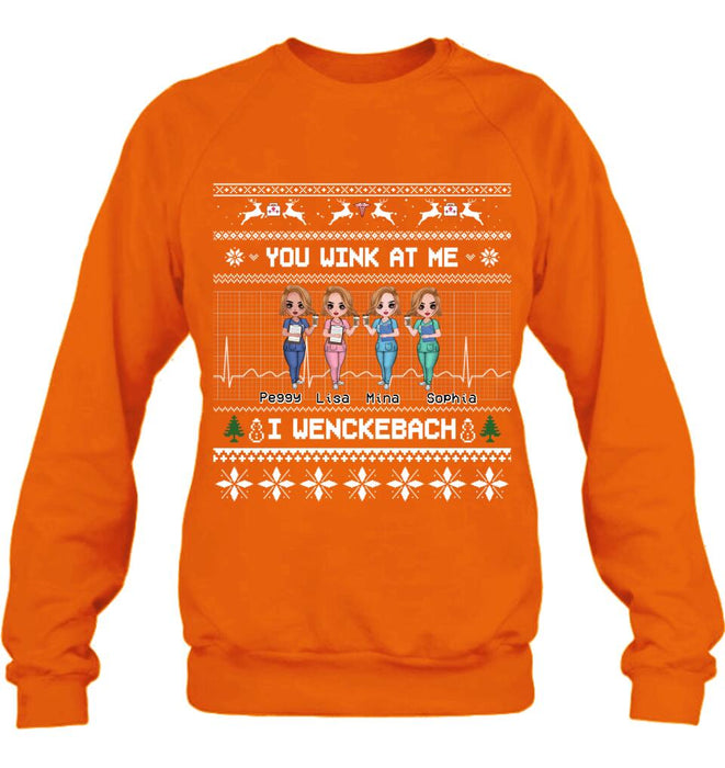 Personalized Nurses Shirt - Up to 4 Nurses - Christmas Gift Idea for Nurses/Friends/Besties - You Wink At Me I Wenckeback