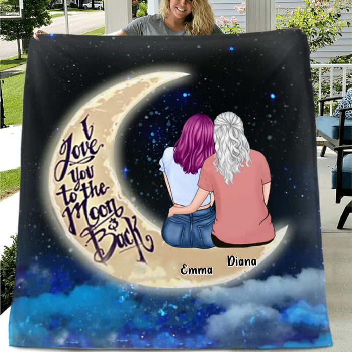 Custom Personalized Mother's Day Quilt/Fleece Blanket - Mother's Day Gift From Daughter to Mom - Best mother’s day gift ideas - I love you to the moon and back