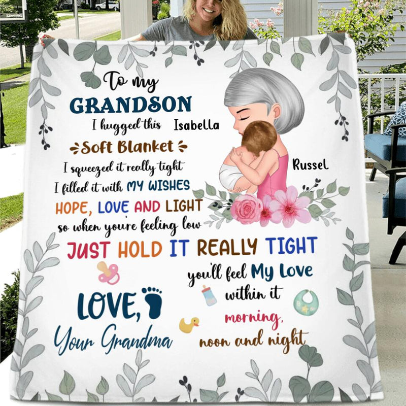 Personalized To My Grandson Fleece Throw Blanket/Quilt/Pillow Cover - Gift Idea For Newborn Grandson/Granddaughter - To My Grandson