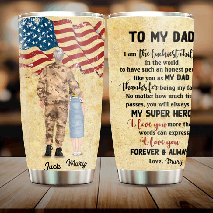 Custom Personalized Soldier Father and Kid Tumbler - Best Gift For Father's Day - Thanks For Being My Father - DISY8N