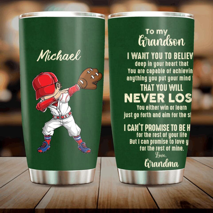 Personalized Pitcher Baseball Tumbler - You Will Never Lose