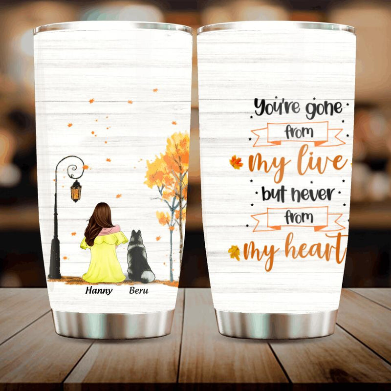 Personalized Memorial Dog Autumn Tumbler - Mom With Up to 4 Dogs - Best Gift For Dog Lover - 8ALLOF
