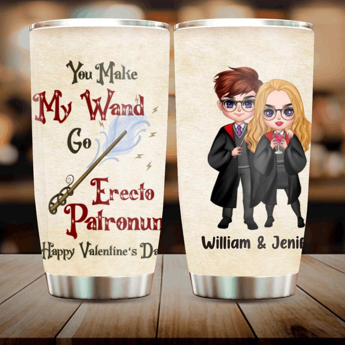 Personalized Custom Couple Tumbler - Gifts for Couple Valentines Day - You Make My Wand - Happy Valentine's Day