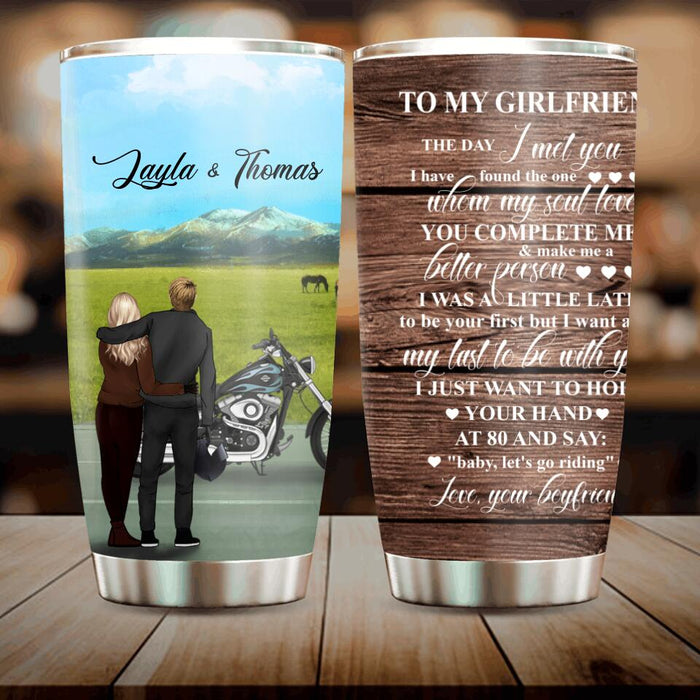 Custom Personalized Couple Tumbler - Gift idea for Bikers, Biker Couples - To My Girlfriend