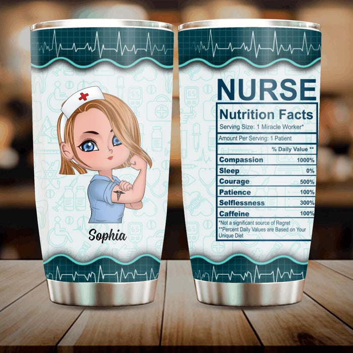 Custom Personalized Nurse Tumbler - Gift Idea For Nurse - Nurse Nutrition Facts