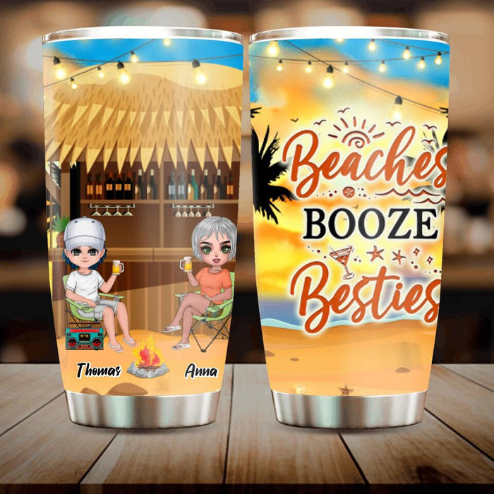 Custom Personalized Friends Tumbler - Upto 4 People - Gift Idea For Friends - Beaches Booze Besties