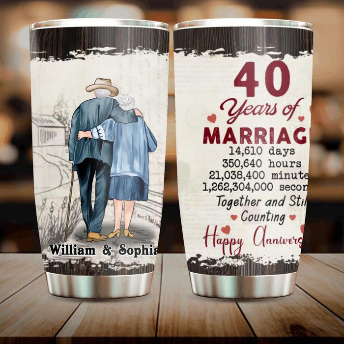 Custom Personalized Couple Anniversary Tumbler - Gifts Idea For Wedding Anniversary - Together And Still Counting