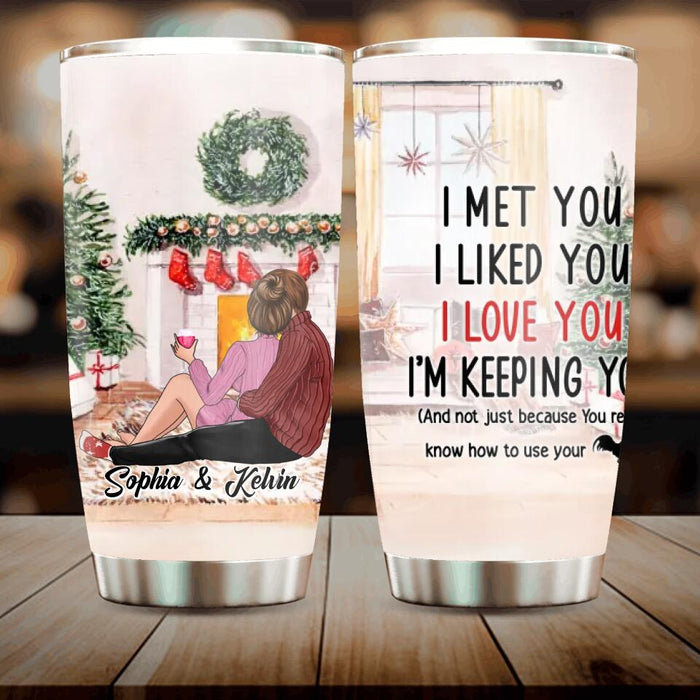 Custom Personalized Couple Hugging Tumbler - Gift Idea For Couple - I Met You I Liked You I Love You