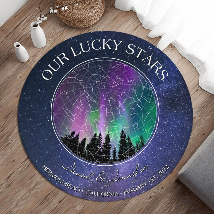 Custom Personalized Couple Round Rug - Gift Idea for Couple - Our Lucky Stars