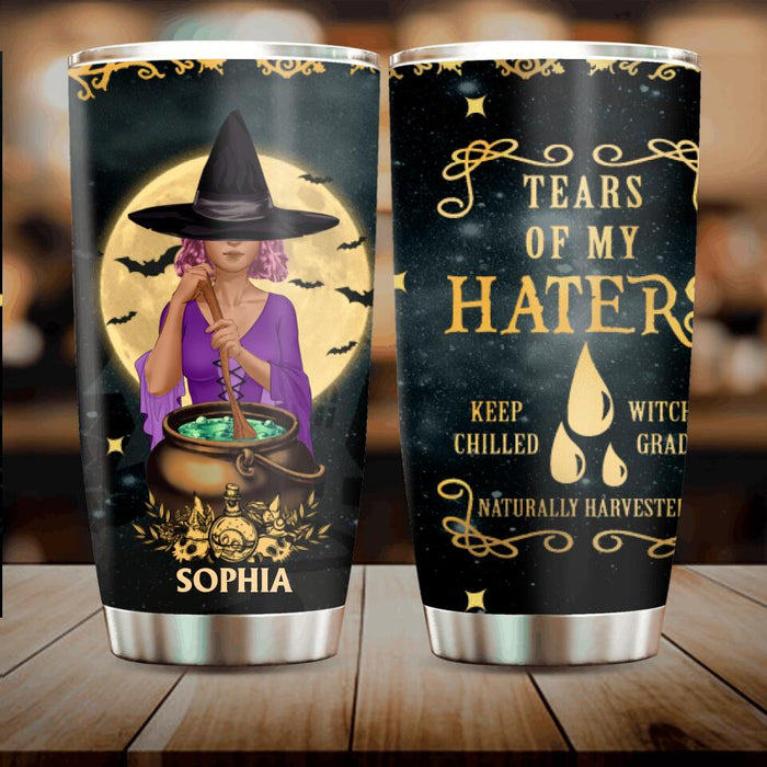 Custom Personalized Witch Tumbler - Halloween Gift Idea For Friends - Tears Of My Haters