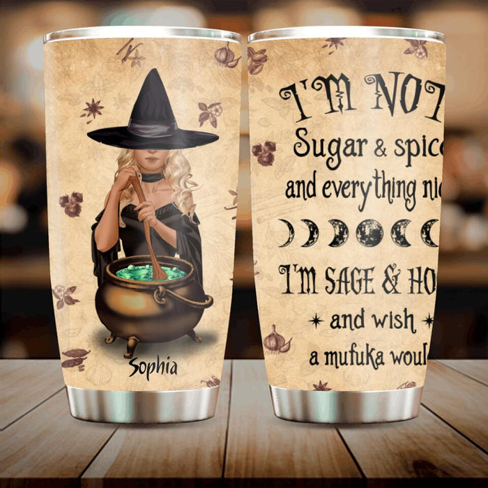 Custom Personalized Witch Tumbler - Gift Idea For Halloween/ Birthday - I'm Sage & Hood and Wish