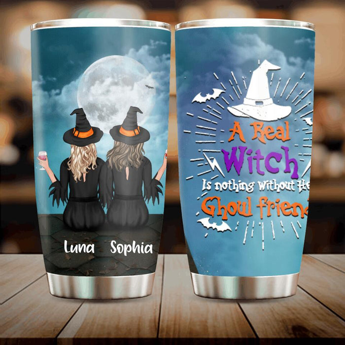 Custom Personalized Witches Tumbler - Witches Upto 3 Cats - Halloween Gift Idea For Friends/Sisters/Besties/Cat Lovers - A Real Witch Is Nothing Without Her Ghoul Friends