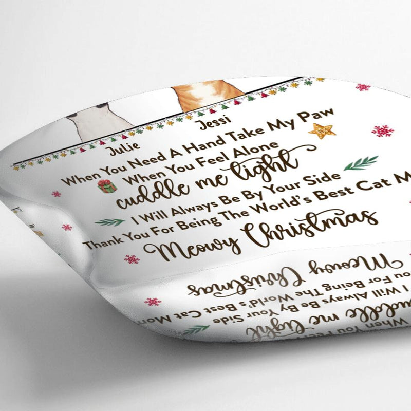 Personalized Cat Mom/Dad Pillow Cover - Christmas Gift Idea For Cat Lovers/Owners - Up to 4 Cats - When You Need A Hand, Take My Paw