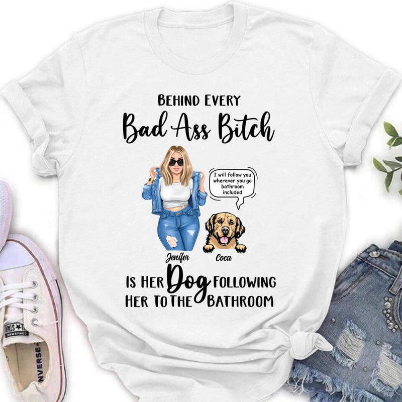 Personalized Dog Following To The Bathroom T-shirt/Long Sleeve/Sweatshirt/Hoodie - Gift Idea For Dog Lover - Up to 4 Dogs - I Will Follow You Wherever You Go Bathroom Included