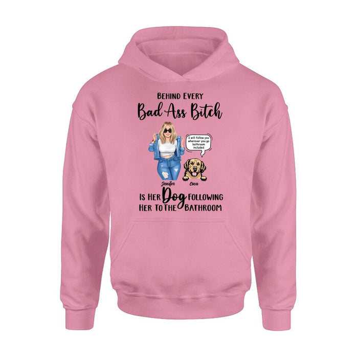 Custom Personalized Dog Following To The Bathroom T-shirt/ Long Sleeve/ Sweatshirt/ Hoodie - Gift Idea For Dog Lover - Upto 4 Dogs - I Will Follow You Wherever You Go Bathroom Included