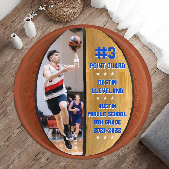 Custom Personalized Basketball Round Rug - Upload Photo - Christmas Gift Idea For Son/ Basketball Lover