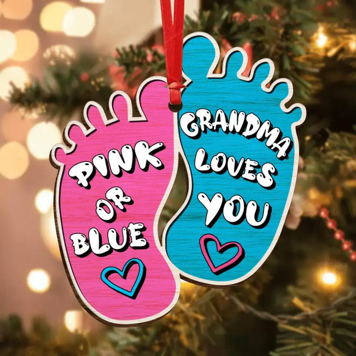 Custom Personalized Baby Wooden Ornament - Christmas Gift Idea For Family - Pink Or Blue