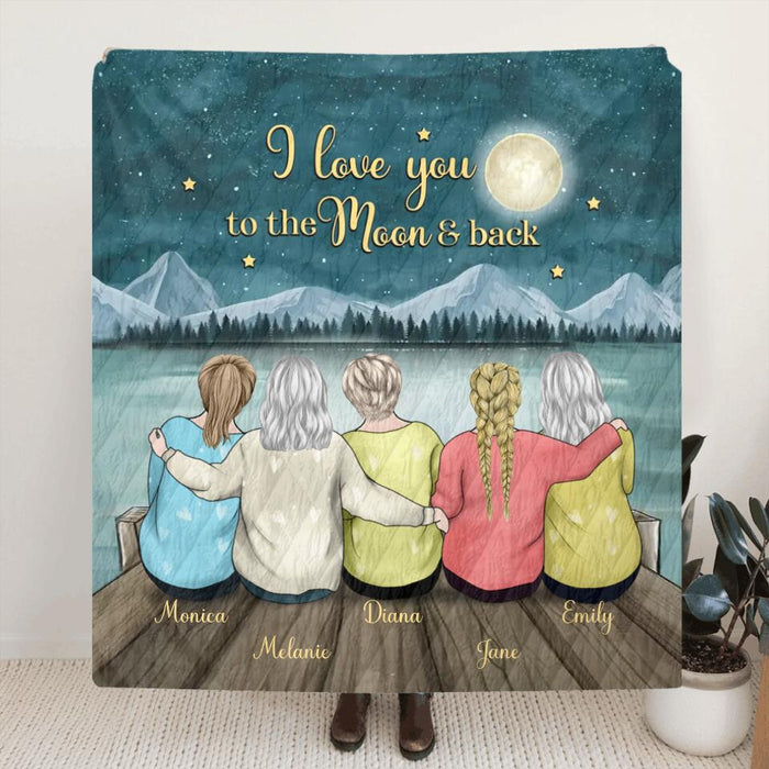 Custom Personalized Mother and Daughters Moonlight Quilt/Fleece Blanket - Mother's day gift from daughter to mom - Up to 4 Daughters