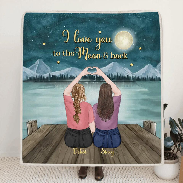 Custom Personalized Best Friends Fleece/Quilt Blanket - Gift for BFF - I love you to the moon and back