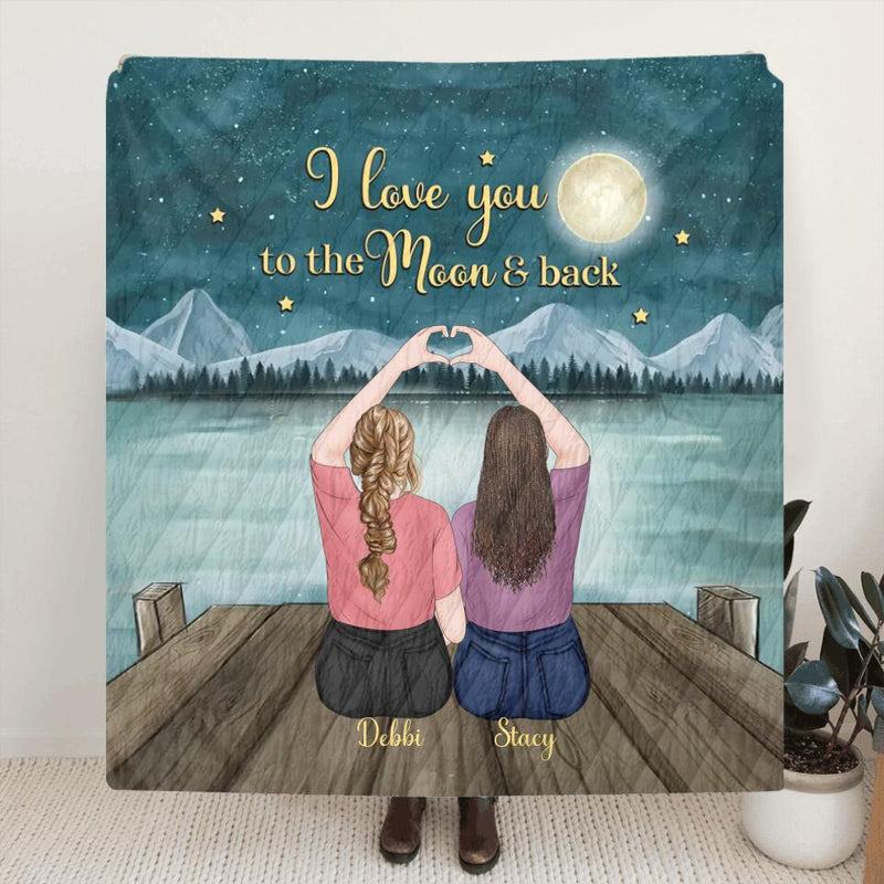 Personalized Best Friends Quilt/Fleece Blanket - Gift for BFF - I love you to the moon and back