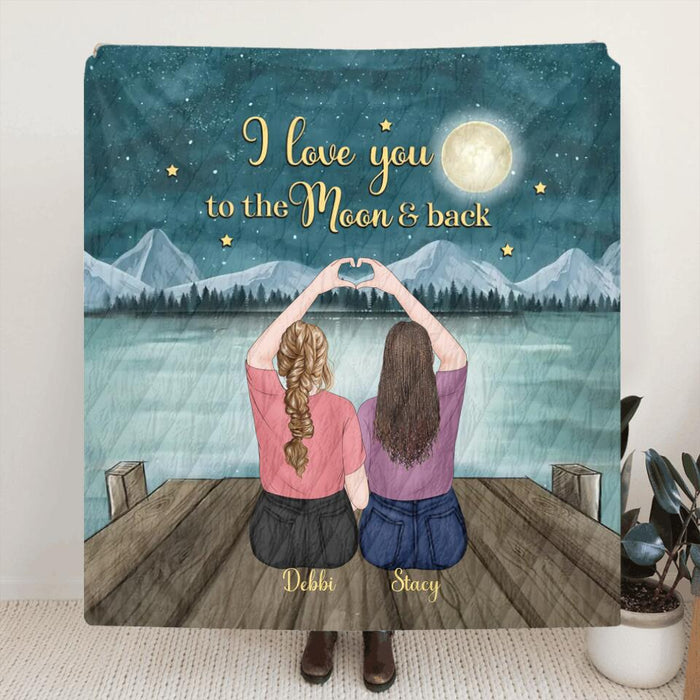 Custom Personalized Best Friends Fleece/Quilt Blanket - Gift for BFF - I love you to the moon and back