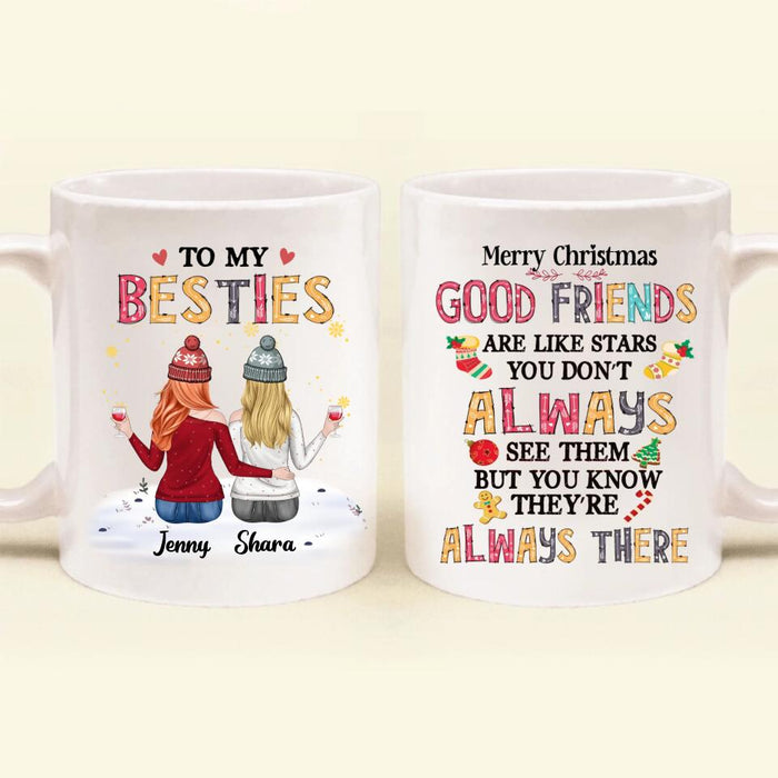 Custom Personalized Besties Mug - Christmas Gift Idea for Friends/Besties/Sisters - Merry Christmas