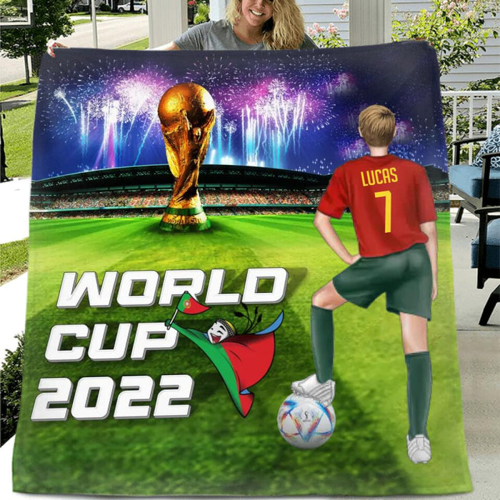 Custom Personalized Football Single Layer Fleece/ Quilt - Gift Idea For Football Lover - World Cup 2022