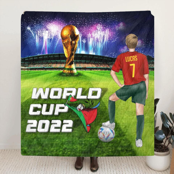 Custom Personalized Football Single Layer Fleece/ Quilt - Gift Idea For Football Lover - World Cup 2022