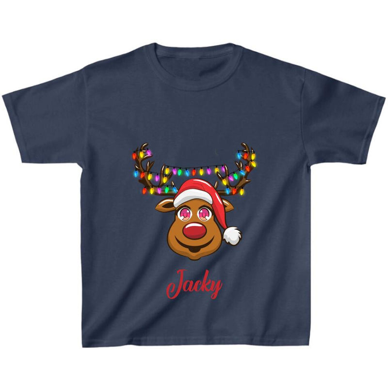 Custom Personalized Reindeer Kid T-Shirt & Adult T-Shirt - Christmas Gift Idea for Family