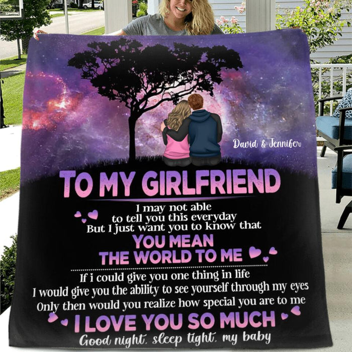 Custom Personalized Couple Quilt/Single Layer Fleece Blanket - Gift Idea For Couple - You Mean The World To Me