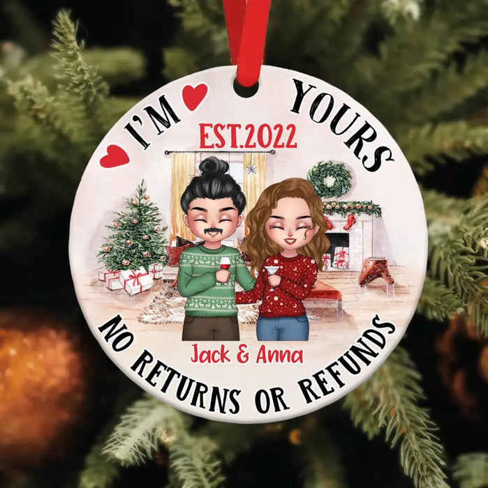 Custom Personalized Couple Circle Wooden Ornament - Christmas Gift Idea For Couple - I'm Your No Returns Or Refunds