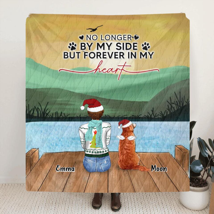 Custom Personalized Pet Mom/Dad Quilt/Single Layer Fleece Blanket - Gift Idea For Dog/Cat Lovers - Upto 4 Pets - No Longer By My Side But Forever In My Heart