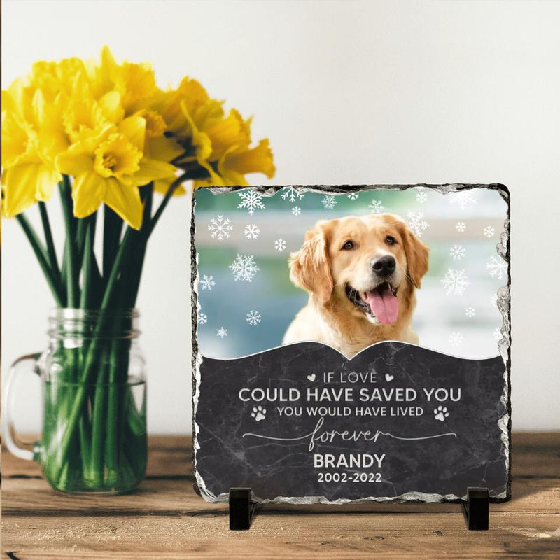 Personalized Memorial Pet Photo Square Lithograph - Memorial Gift Idea For Dog/Cat/Horse Owners - If Love Could Have Saved You You Would Have Lived Forever