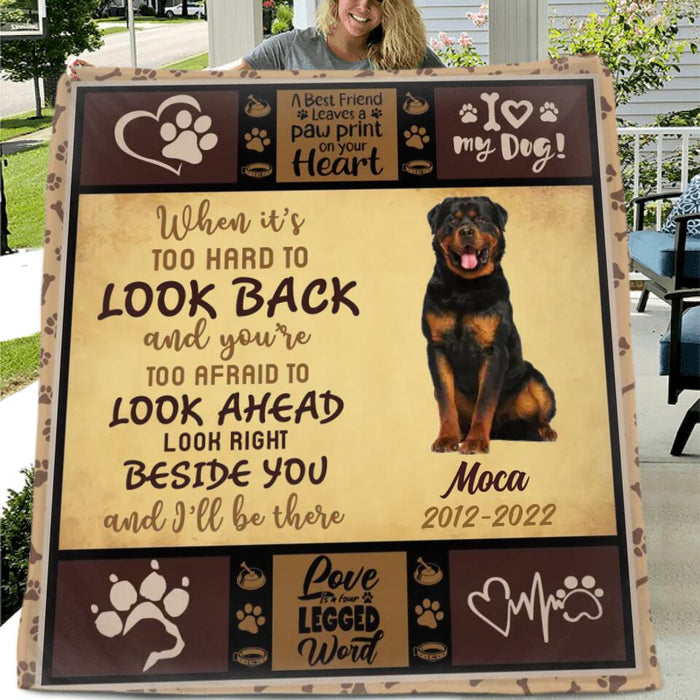 Custom Personalized Memorial Single Layer Fleece/ Quilt - Upload Dog Photo - Gift Idea For Dog Lover - I'll Be There