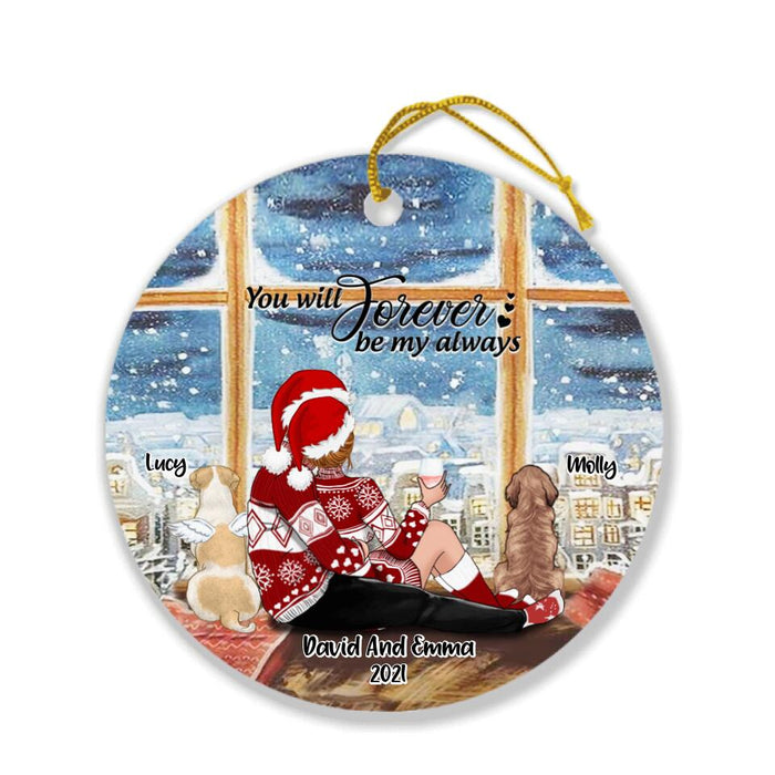 Custom Personalized Hugging Couple Xmas Ornament - Couple With Upto 2 Pets - Best Gift For Christmas - You Will Forever Be My Always - EWFNOK