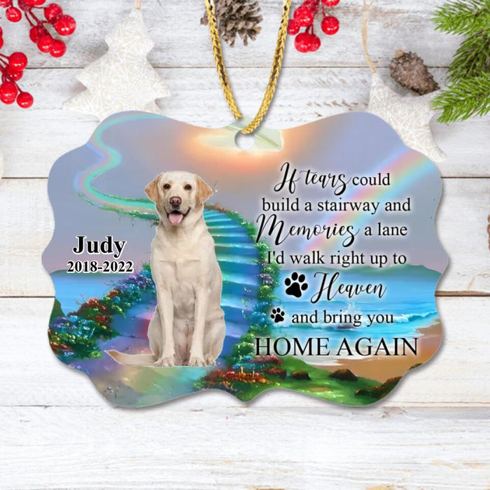 Custom Personalized Cat Dog In Heaven Wooden  Ornament - Upload Photo - Memorial Gift Idea For Pet Lover - If Tears Could Build A Stairway