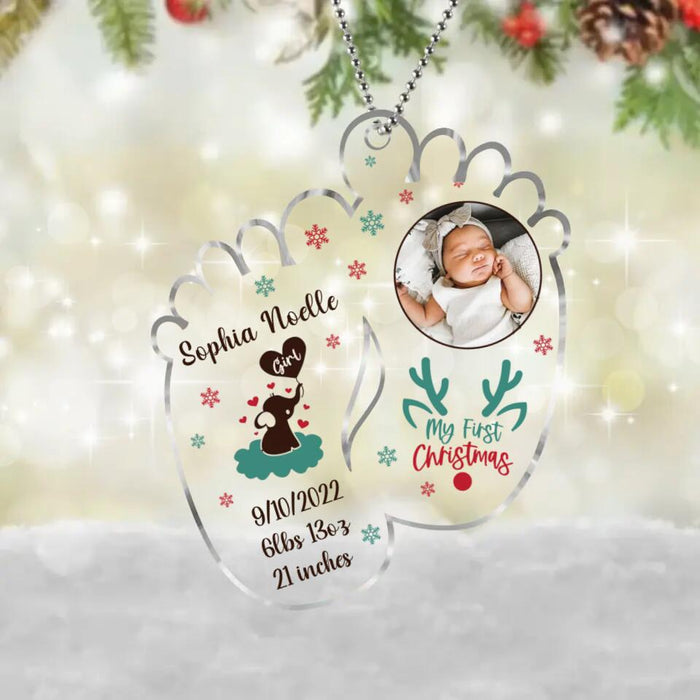 Custom Personalized Feet Acrylic Ornament - Upload Baby Photo - Christmas Gift Idea - My First Christmas