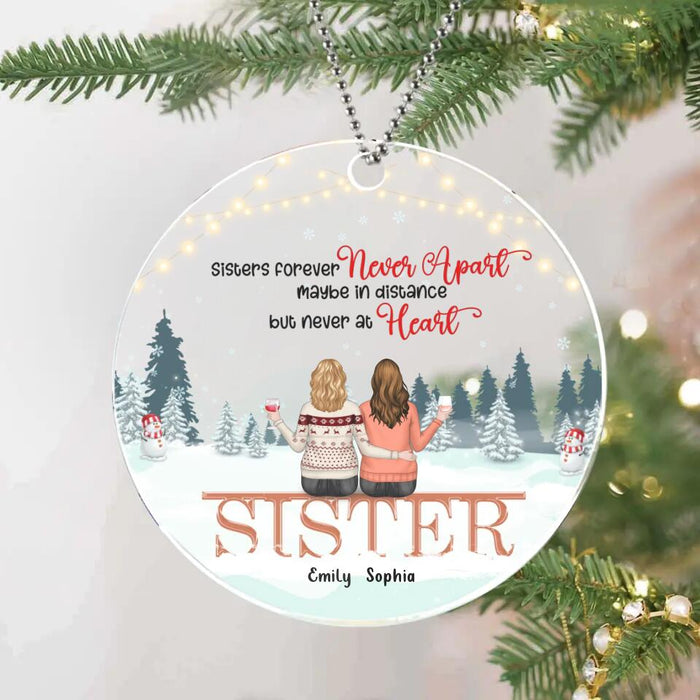 Custom Personalized Christmas Friends Circle/Rectangle Acrylic Ornament - Christmas Gift Idea For Friends/Sisters/Besties - Upto 5 People - Not Sisters By Blood But Sisters By Heart