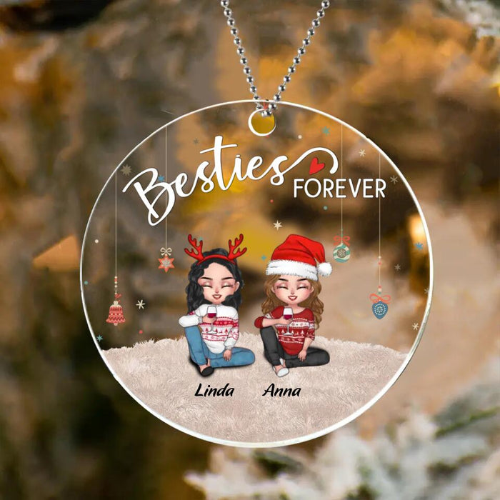 Custom Personalized Besties Circle Acrylic Ornament - Gift Idea For Besties/Christmas - Up To 5 Friends - Besties Forever