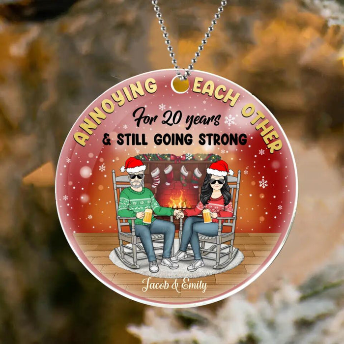 Custom Personalized Christmas Couple Circle Acrylic Ornament - Gift Idea For Couple - Annoying Each Other For 20 Years & Still Going Strong