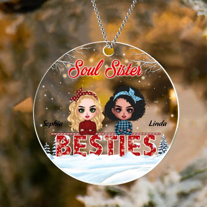 Custom Personalized Besties Forever Circle Acrylic Ornament - Gift Idea For Besties/Sisters - Upto 4 Girls - Soul Sister