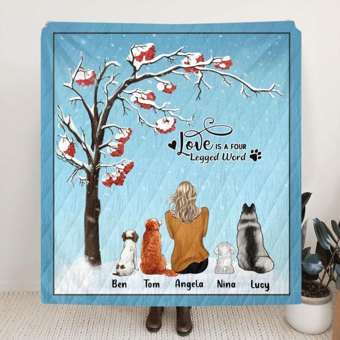 Custom Personalized Dog Cat Quilt/Fleece Blanket - Personalized Gift For Dog Mom/Dog Dad/Cat Mom/Cat Dad, Dog Cat Lovers - Up to 4 Pets