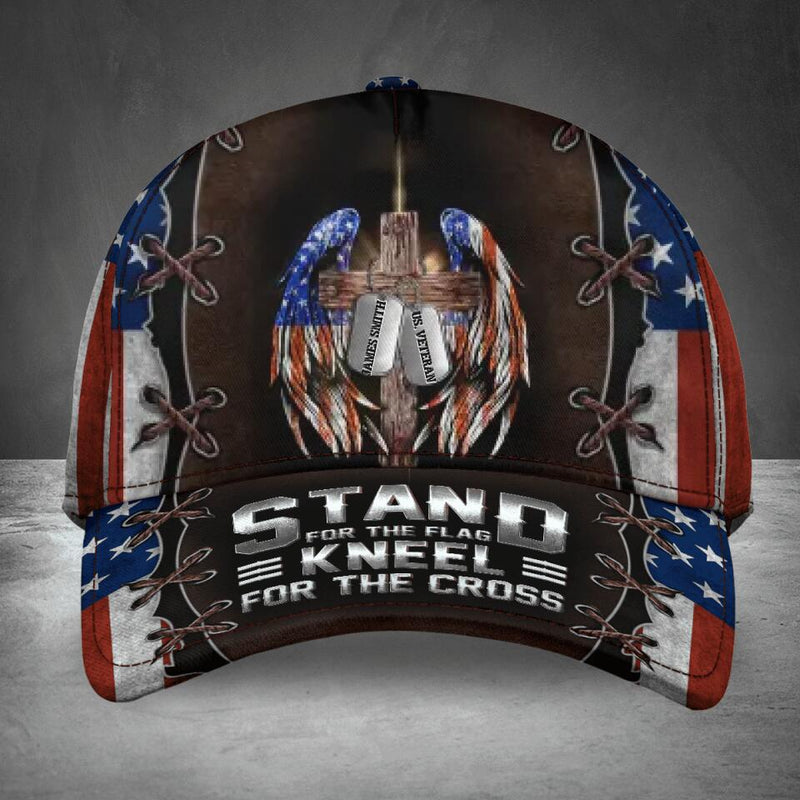 Personalized U.S Veteran Baseball Cap - Gift Idea For Father/Veteran/Independence Day - Stand For The Flag Kneel For The Cross