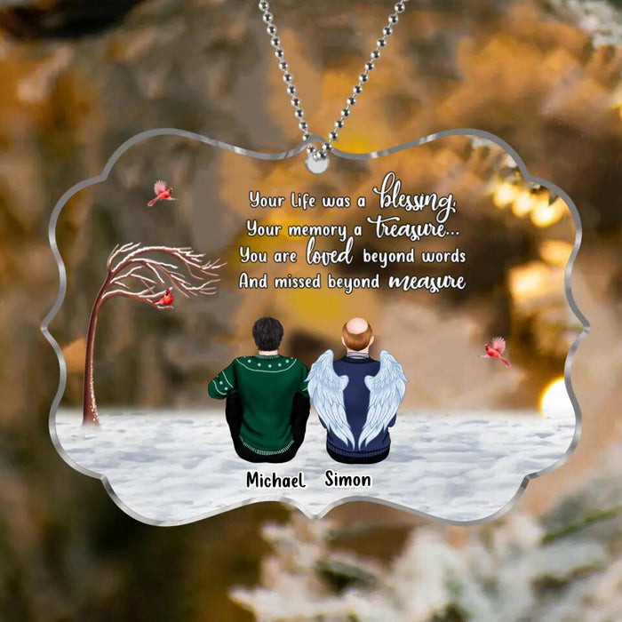 Custom Personalized Memorial Family Acrylic Ornament - Christmas Memorial Gift Idea For Family Member - Your Life Was A Blessing