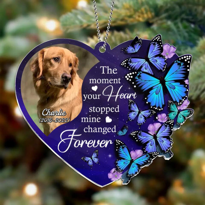 Custom Personalized Memorial Acrylic Ornament - Upload Dog/Cat Photo - The Moment Your Heart Stopped Mine Changed Forever