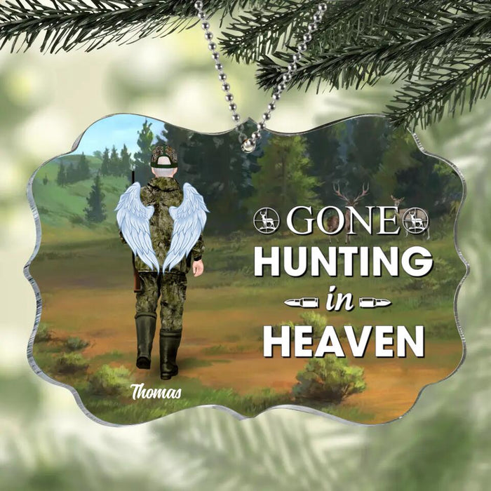 Custom Personalized Hunting Rectangle Acrylic Ornament - Memorial Gift Idea For Dad/ Hunting Lover/ Christmas - Gone Hunting In Heaven